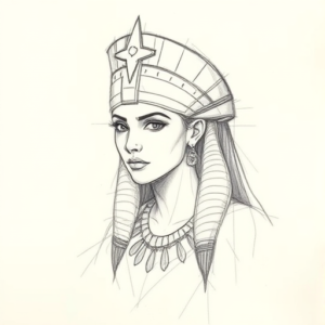 Pencil Blocking Sketch Cleopatra Tattoo