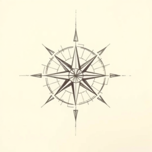 Pencil Blocking Sketch Compass Tattoo
