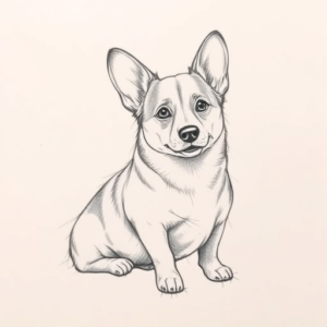 Pencil Blocking Sketch Corgi Tattoo