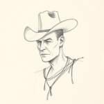 Pencil Blocking Sketch Cowboy Tattoo