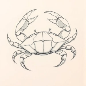 Pencil Blocking Sketch Crab Tattoo