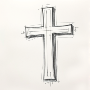 Pencil Blocking Sketch Cross Tattoo