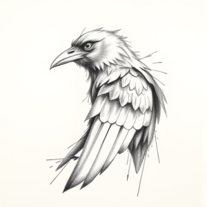 Pencil Blocking Sketch Crow Tattoo