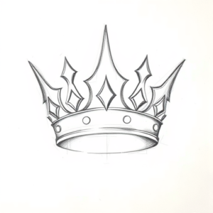 Pencil Blocking Sketch Crown Tattoo