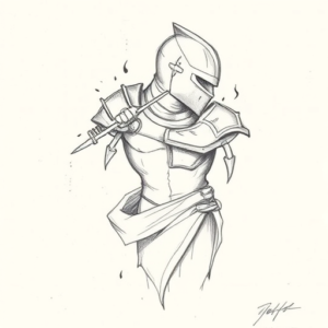 Pencil Blocking Sketch Crusader Tattoo