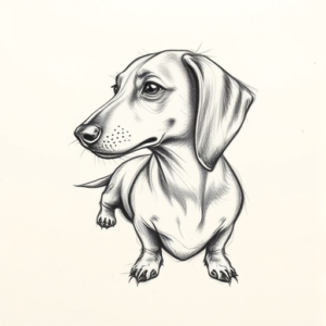 Pencil Blocking Sketch Dachshund Tattoo