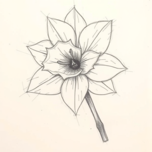 Pencil Blocking Sketch Daffodil Tattoo