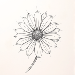 Pencil Blocking Sketch Daisy Tattoo