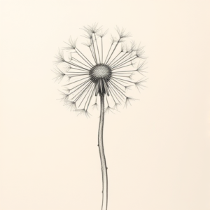 Pencil Blocking Sketch Dandelion Tattoo