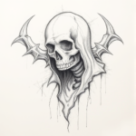 Pencil Blocking Sketch Death Tattoo