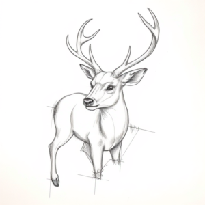 Pencil Blocking Sketch Deer Tattoo