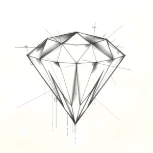Pencil Blocking Sketch Diamond Tattoo