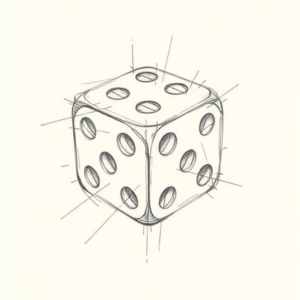 Pencil Blocking Sketch Dice Tattoo