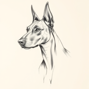 Pencil Blocking Sketch Doberman Tattoo