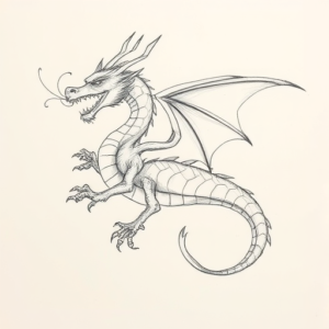 Pencil Blocking Sketch Dragon Tattoo
