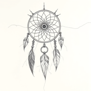 Pencil Blocking Sketch Dreamcatcher Tattoo