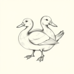 Pencil Blocking Sketch Duck Tattoo