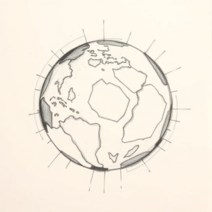 Pencil Blocking Sketch Earth Tattoo