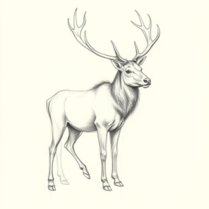 Pencil Blocking Sketch Elk Tattoo