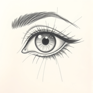 Pencil Blocking Sketch Eye Tattoo