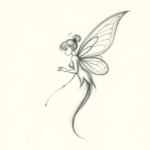 Pencil Blocking Sketch Fairy Tattoo