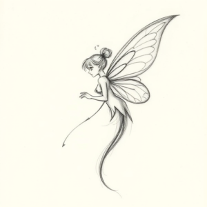 Pencil Blocking Sketch Fairy Tattoo
