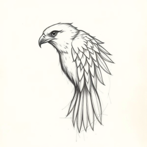 Pencil Blocking Sketch Falcon Tattoo