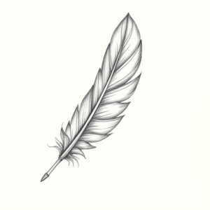 Pencil Blocking Sketch Feather Tattoo