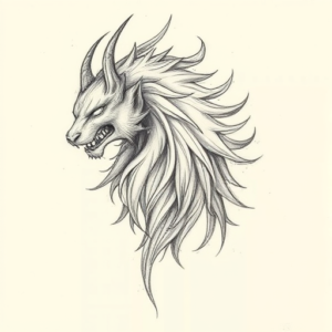 Pencil Blocking Sketch Fenrir Tattoo