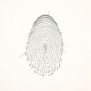 Pencil Blocking Sketch Fingerprint Tattoo
