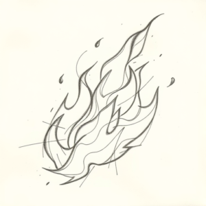 Pencil Blocking Sketch Fire Tattoo