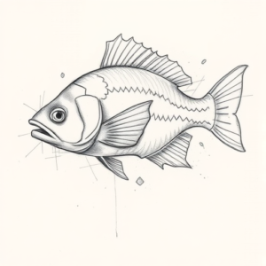 Pencil Blocking Sketch Fish Tattoo