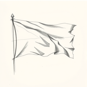 Pencil Blocking Sketch Flag Tattoo