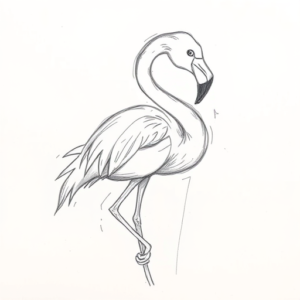 Pencil Blocking Sketch Flamingo Tattoo