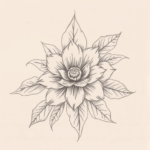 Pencil Blocking Sketch Floral Tattoo