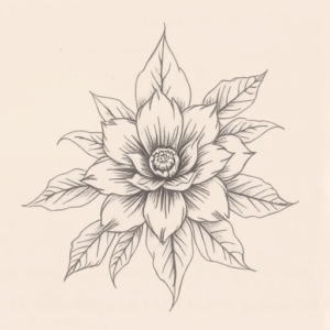Pencil Blocking Sketch Floral Tattoo