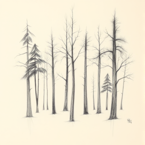 Pencil Blocking Sketch Forest Tattoo