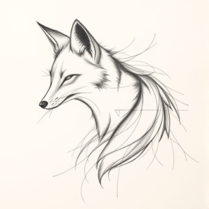 Pencil Blocking Sketch Fox Tattoo