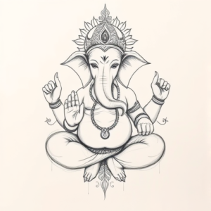 Pencil Blocking Sketch Ganesha Tattoo