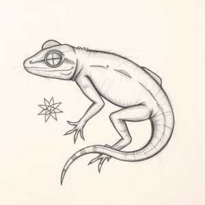 Pencil Blocking Sketch Gecko Tattoo
