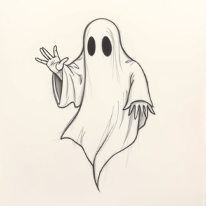 Pencil Blocking Sketch Ghost Tattoo