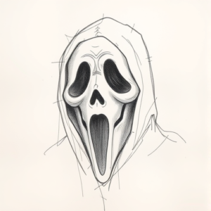 Pencil Blocking Sketch Ghostface Tattoo