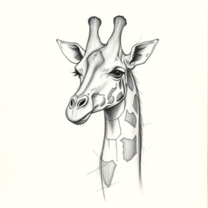 Pencil Blocking Sketch Giraffe Tattoo