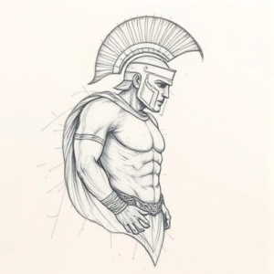 Pencil Blocking Sketch Gladiator Tattoo