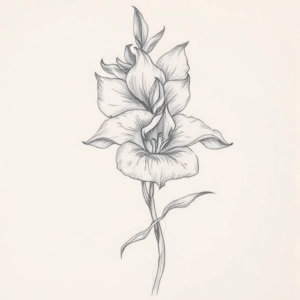 Pencil Blocking Sketch Gladiolus Tattoo
