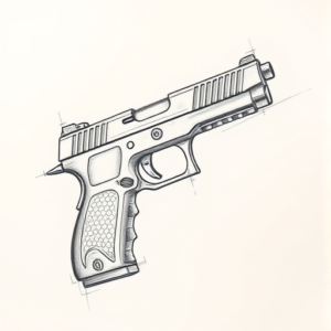 Pencil Blocking Sketch Glock Tattoo