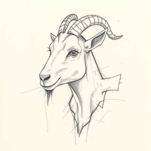 Pencil Blocking Sketch Goat Tattoo