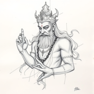 Pencil Blocking Sketch God Tattoo