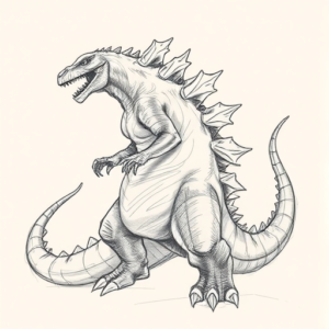 Pencil Blocking Sketch Godzilla Tattoo