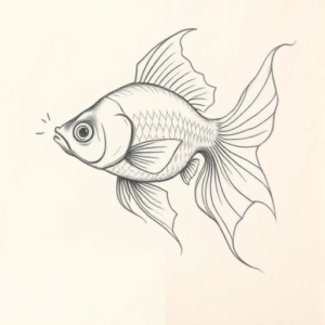 Pencil Blocking Sketch Goldfish Tattoo